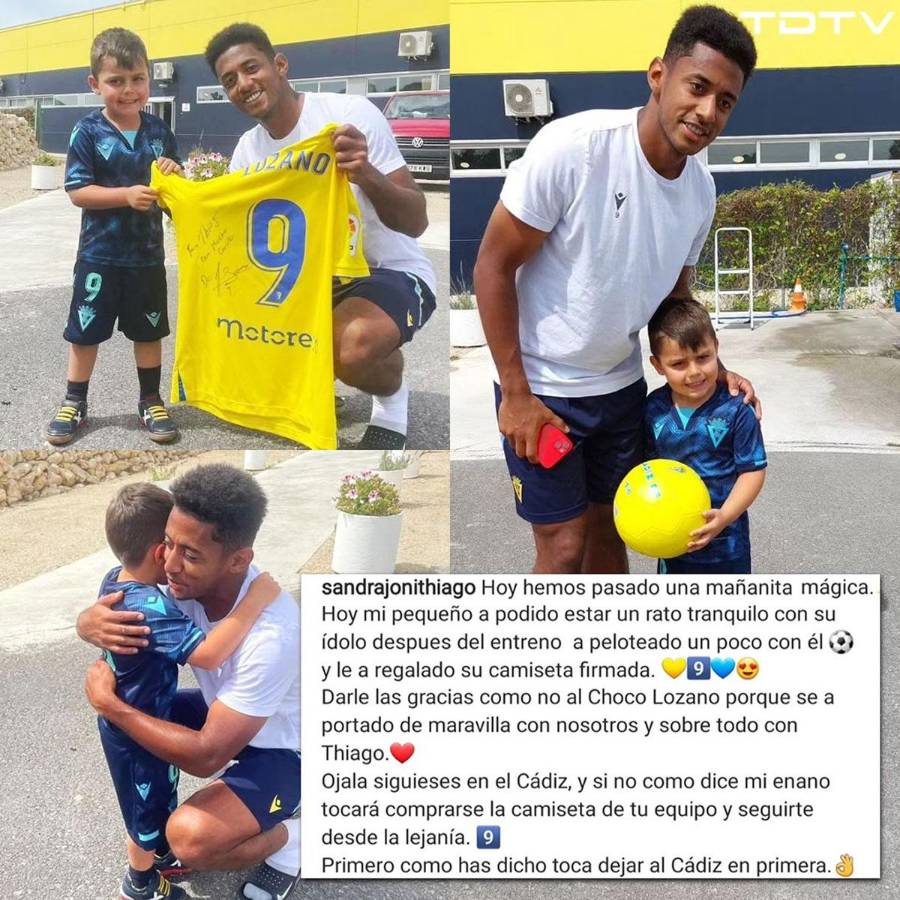El ‘Choco’ Lozano y el bonito detalle con el pequeño Thiago, aficionado del Cádiz.
