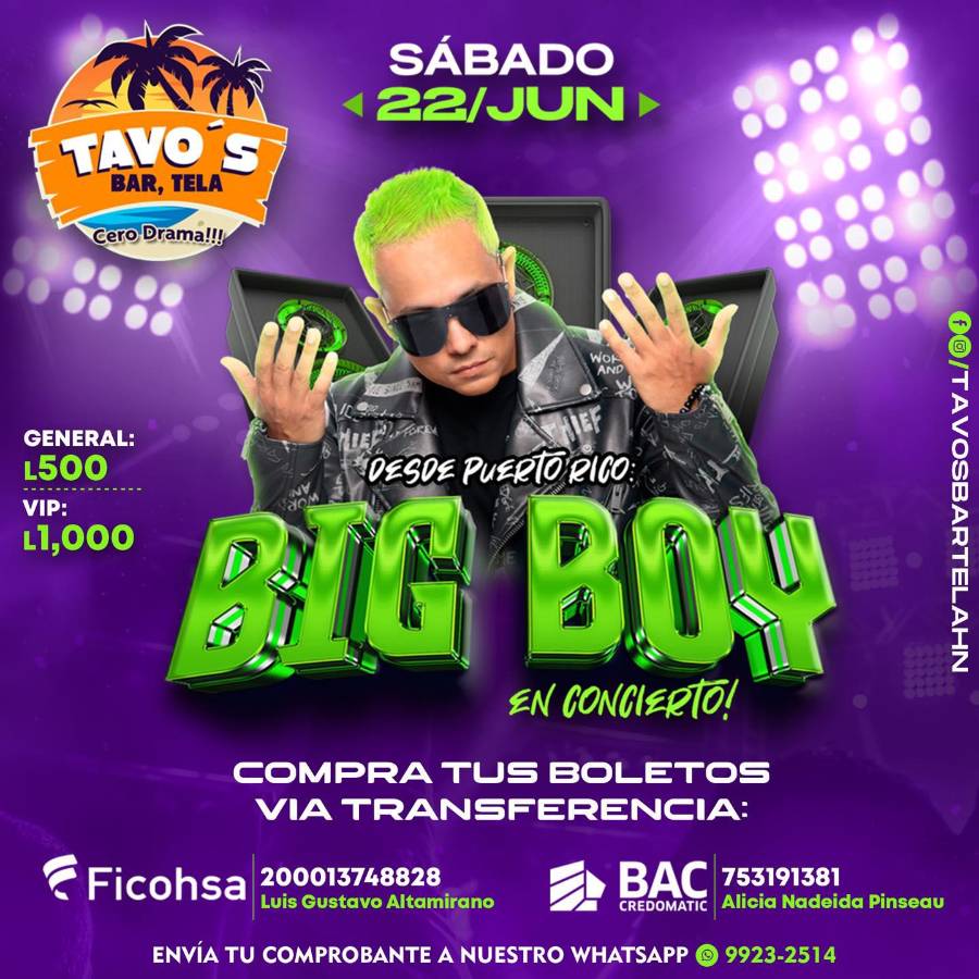Big Boy regresa a Honduras para cantar en la feria de Tela, Atlántida
