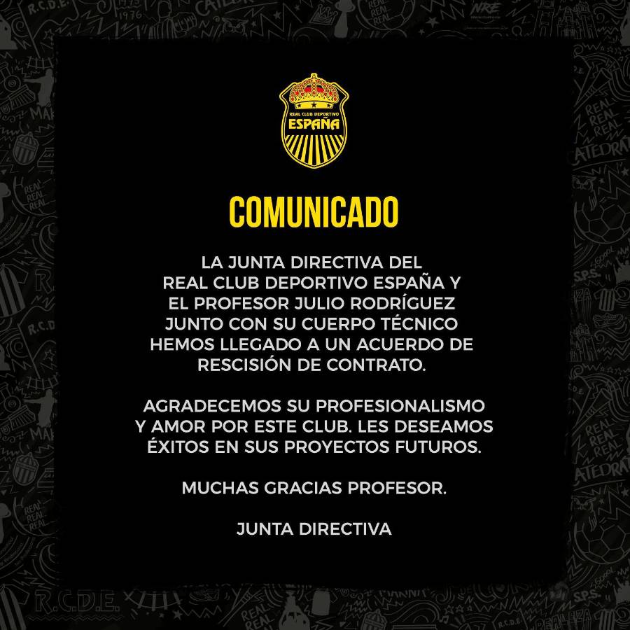 El comunicado del Real España anunciando la salida del Palomo Rodríguez.
