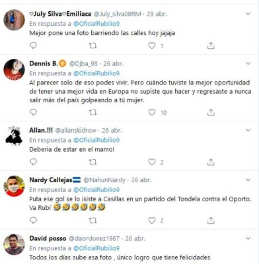 Estos son otros de los comentarios que ha recibido Rubilio Castillo luego de que ha subido varias fotos en donde recuerda los goles que le ha marcado al Olimpia.