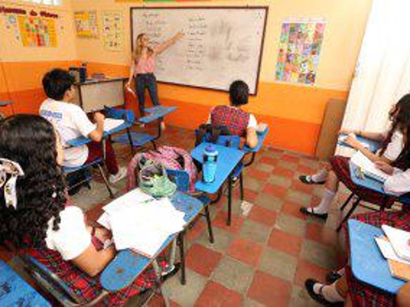 Foto de un salón de clases en Tegucigalpa.