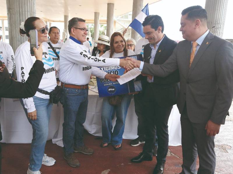 La plataforma Defensores de Honduras pidió firmas ciudadanas para impulsar un juicio político contra varios funcionarios señalados.