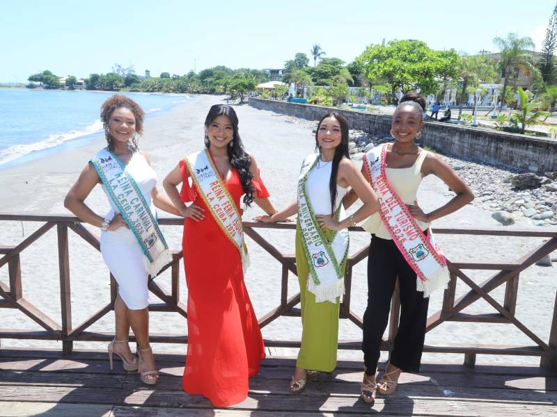 Destereen Gonzáles, reina del Carnaval; Kimberly Rosales reina de la Feria; Karla Ramírez, reina del aniversario de La Ceiba y Shirley James, reina del Turismo