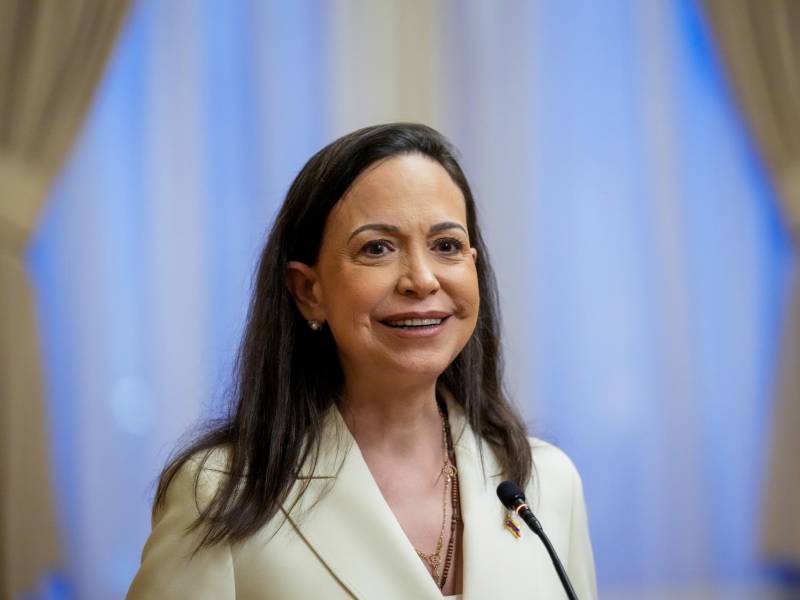 Fotografía de archivo del 11 de diciembre de 2025 que muestra a la líder opositora María Corina Machado durante su visita al Parlamento noruego en Oslo (Noruega).