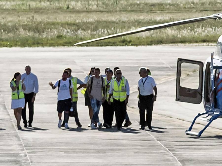 Messi viajó en un helicóptero privado con otro de los internacionales rosarinos, Ángel di María.