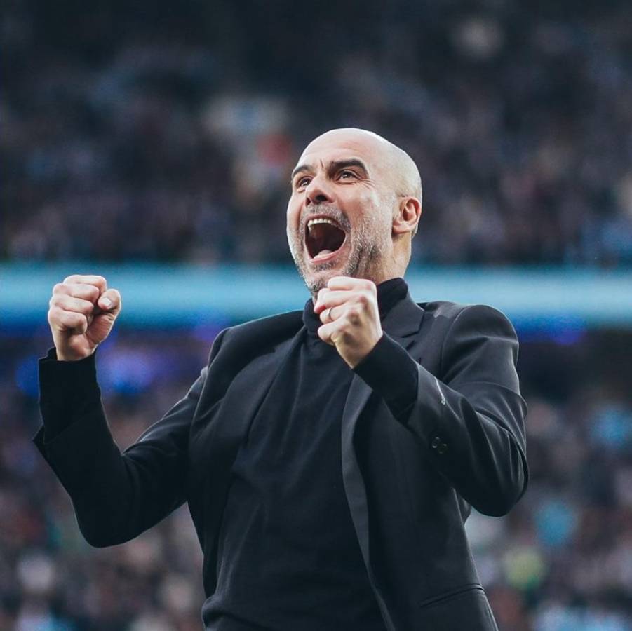 Pep Guardiola se mostró eufórico en el triunfo del Manchester City.