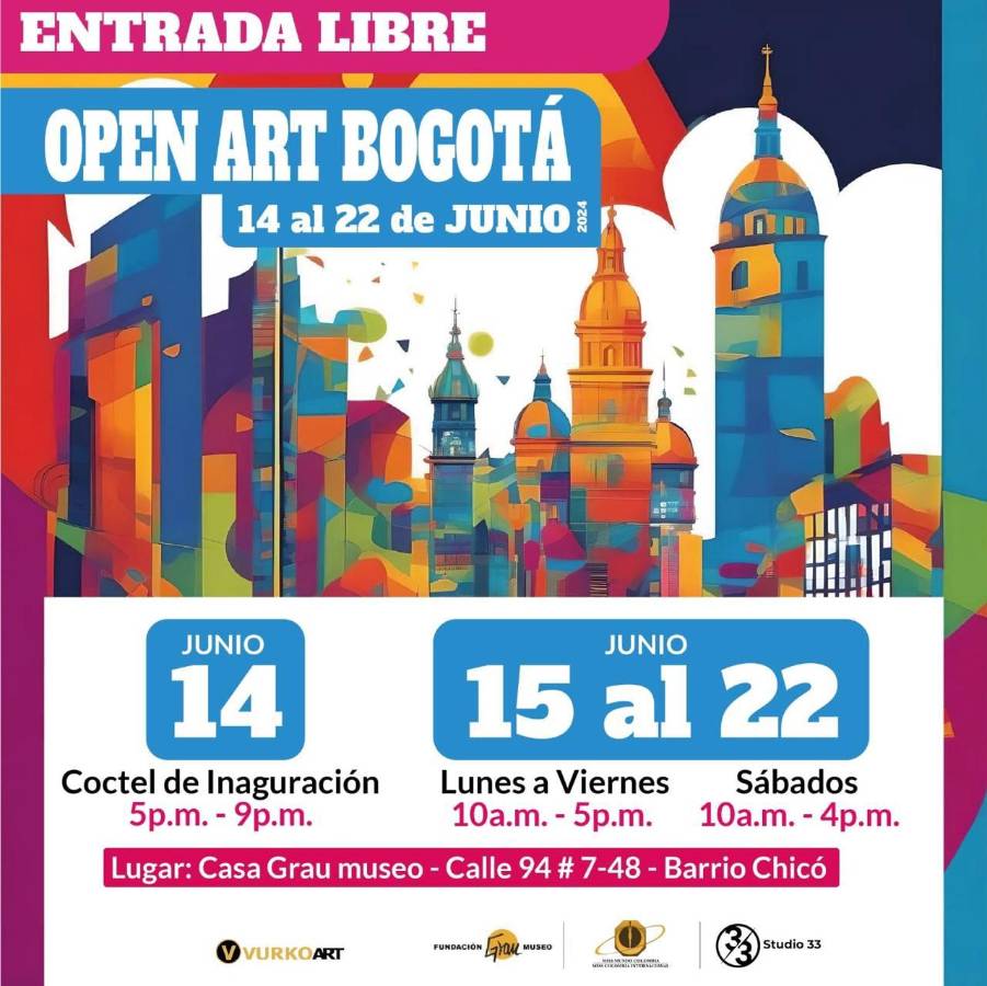 Banner promocional del evento artístico en Bogotá, Colombia.