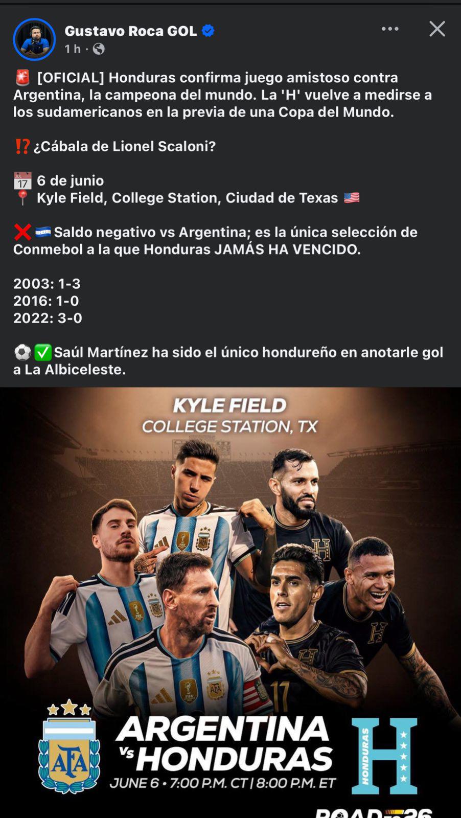 Esto dicen en Argentina por el amistoso vs Honduras; lanzan advertencia