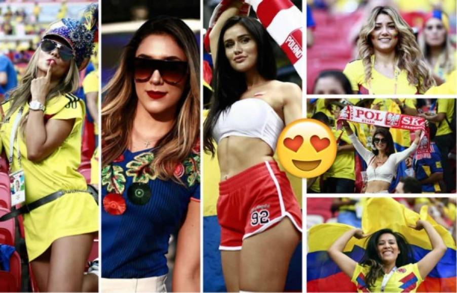 Colombianas y polacas han llenado de belleza el estadio Kazan Arena en el partido entre sus selecciones. Daniela Ospina, ex esposa de James Rodríguez y hermana del portero cafetero David Ospina, roba miradas.
