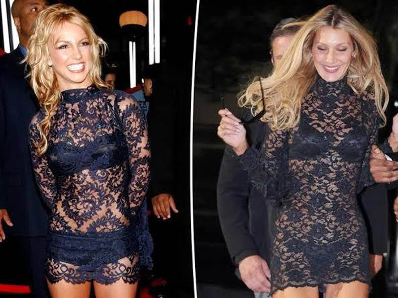 La modelo Bella Hadid asistió al after party del desfile de Victoria´s Secret con el mismo vestido que llevó un día Britney Spears, hace ya más de 20 años.