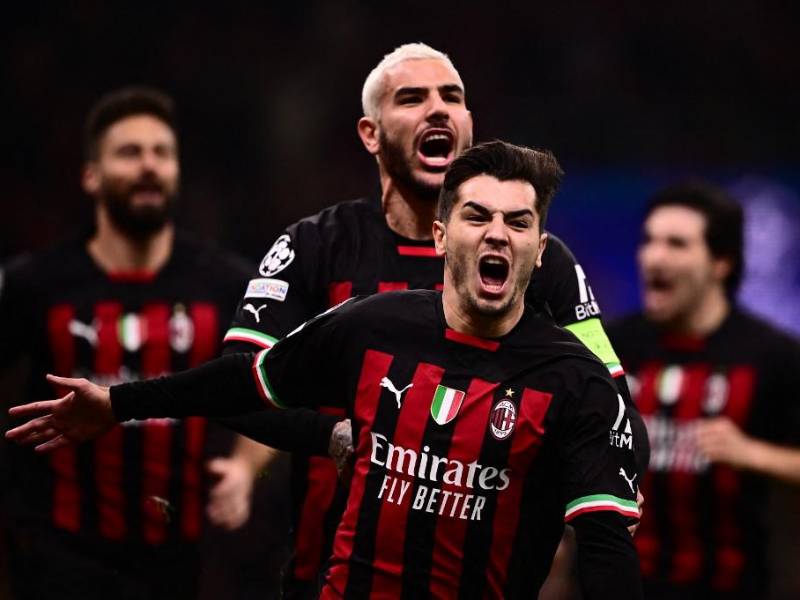 Brahim Díaz gritando con euforia el gol que le dio la victoria al Milan ante Tottenham.