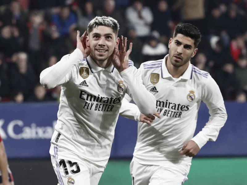 Federico Valverde festejando su gol marcado ante Osasuna.