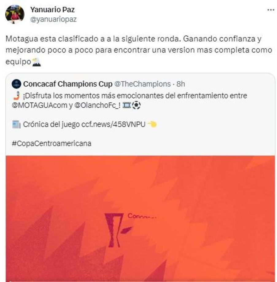 Yannuario Paz: “Motagua va ganando confianza y mejorando de poco”.