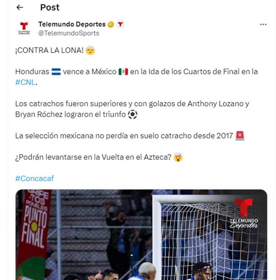 “Contra la lona”, señalaron en Telemundo. 