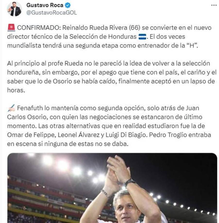 Gustavo Roca, periodista de DIEZ: “Al principio al profe Rueda no le pareció la idea de volver a la Selección hondureña, sin embargo, por el apego que tiene con el país, el cariño y el saber que lo de Osorio se había caído, finalmente aceptó.