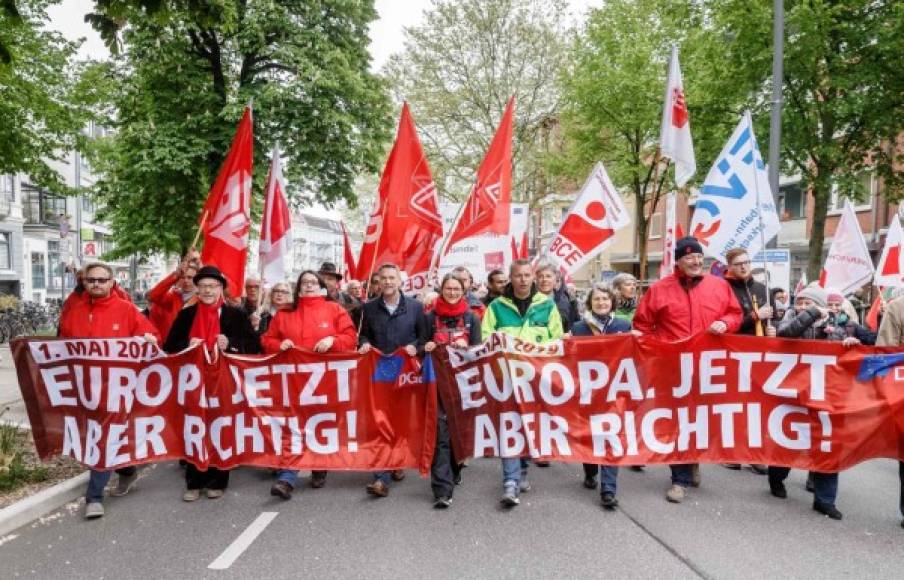 Sindicalistas alemanes salieron a las calles en Hamburgo.