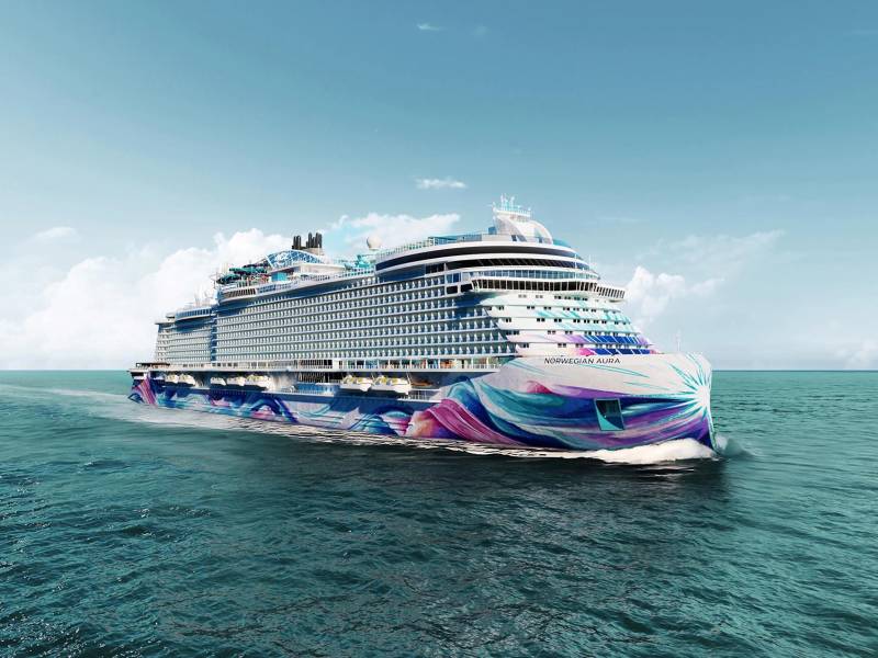 Imagen cedida que muestra una ilustración del crucero Aura, actualmente en construcción en Italia. EFE/ Norwegian Cruise Line