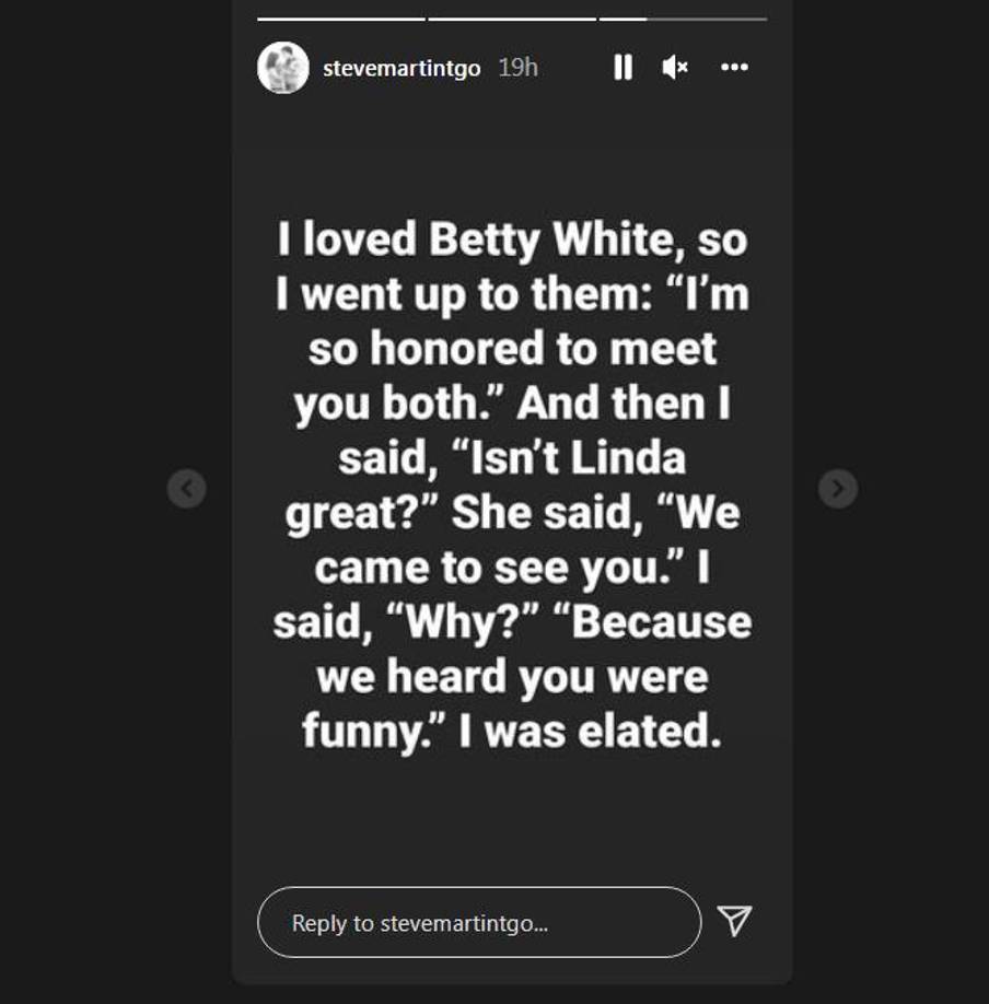“Me encantaba Betty White así que fui ahí y les dije: ‘Estoy muy honrado de conocerles a los dos. ¿No es Linda fantástica?’ Ella me dijo: ‘Hemos venido a verte a ti porque hemos oído que eres divertido’. Me dejó eufórico”, añadió.