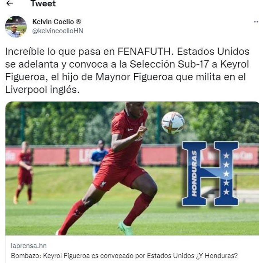 El periodista hondureño Kelvin Coello lamentó la convocatoria de Keyrol Figueroa por Estados Unidos.