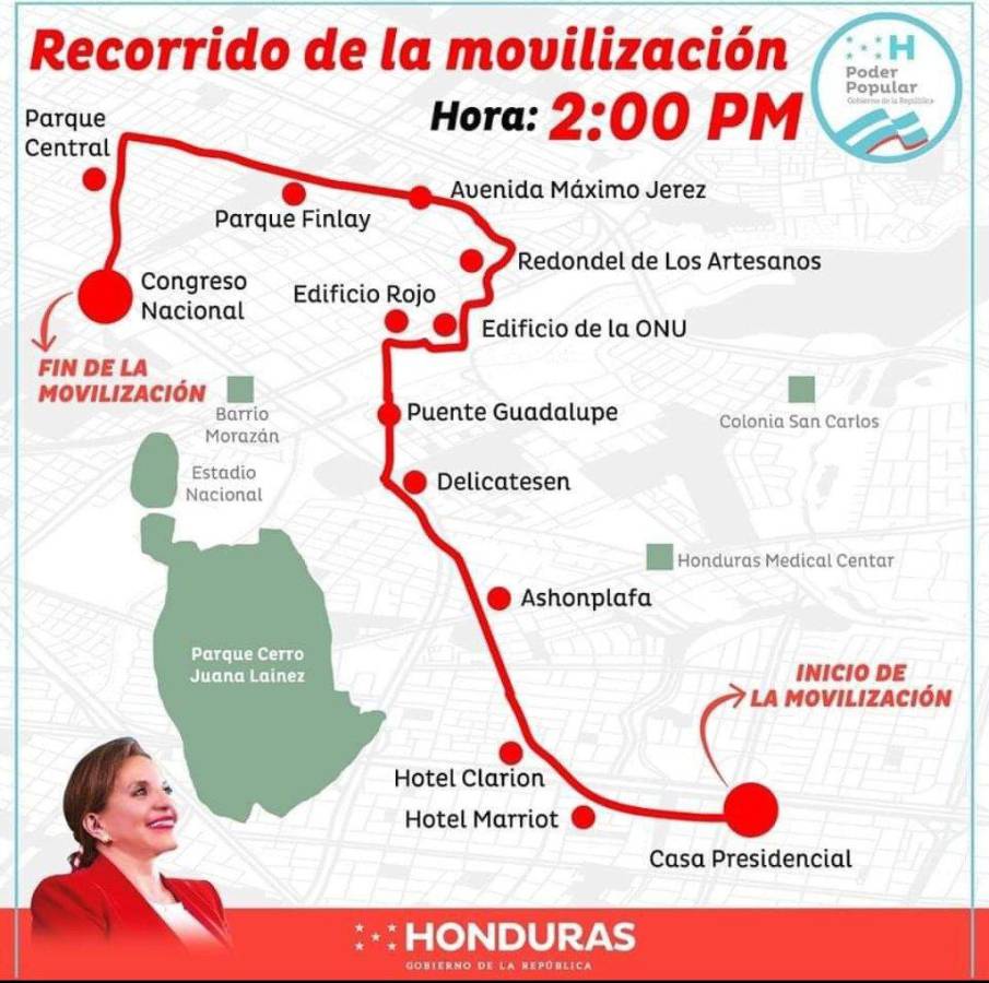 Ruta de la manifestación oficialista que se realizará este martes 29 de agosto a partir de las 2:00 pm.