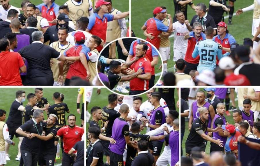 Olimpia y Motagua dejaron una pésima imagen en Nueva Jersey, donde protagonizaron una tremenda bronca en la cancha del estadio Red Bull Arena. Pedro Troglio y Diego Vázquez fueron expulsados luego de la pelea.<br/><br/>Fotos de Neptalí Romero/Enviado Especial