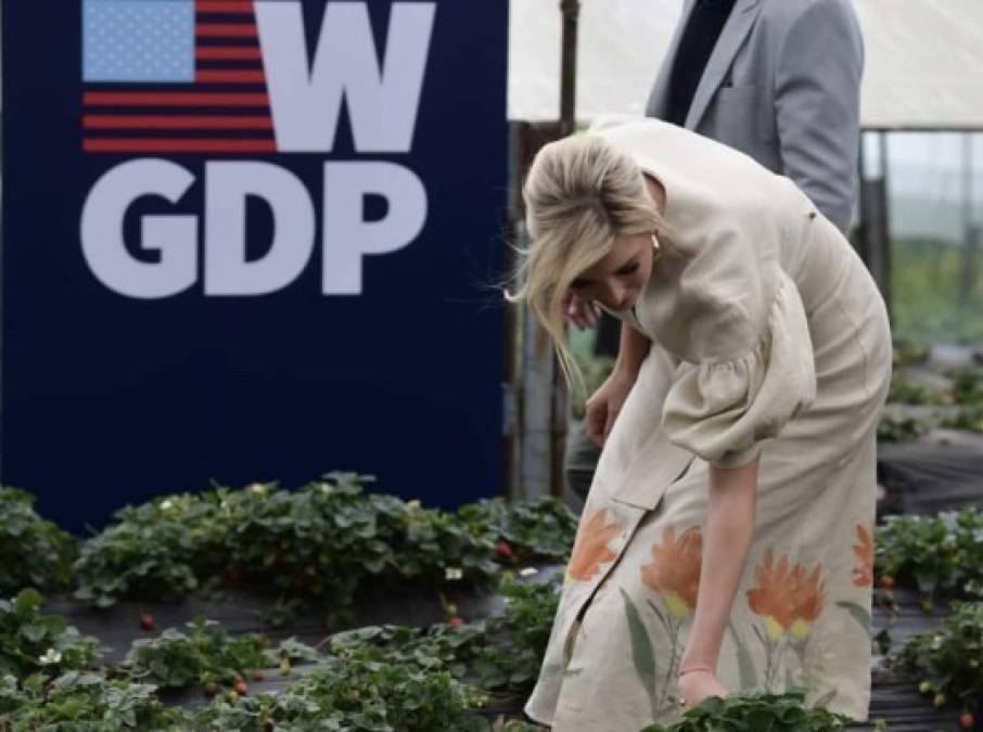 Ivanka también se reunió con un grupo de mujeres empresarias en una plantación de fresas en el norte de Colombia.