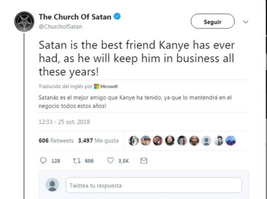 '¡Satanás es el mejor amigo que Kanye haya tenido, ya que lo ha mantenido en el negocio todos estos años!', contestaron en otro tuit publicado el 25 de octubre.<br/>