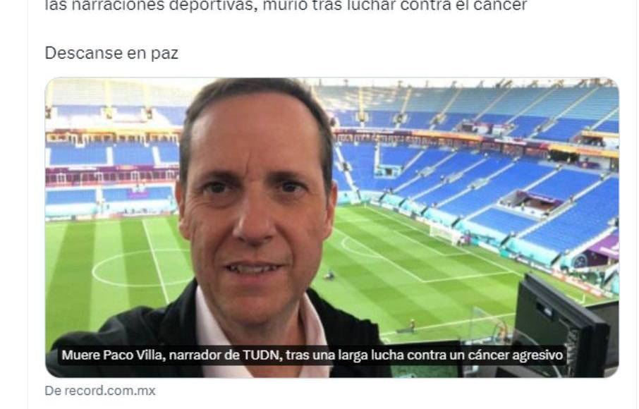 ”El Fútbol de México está de luto”, señaló Récord.