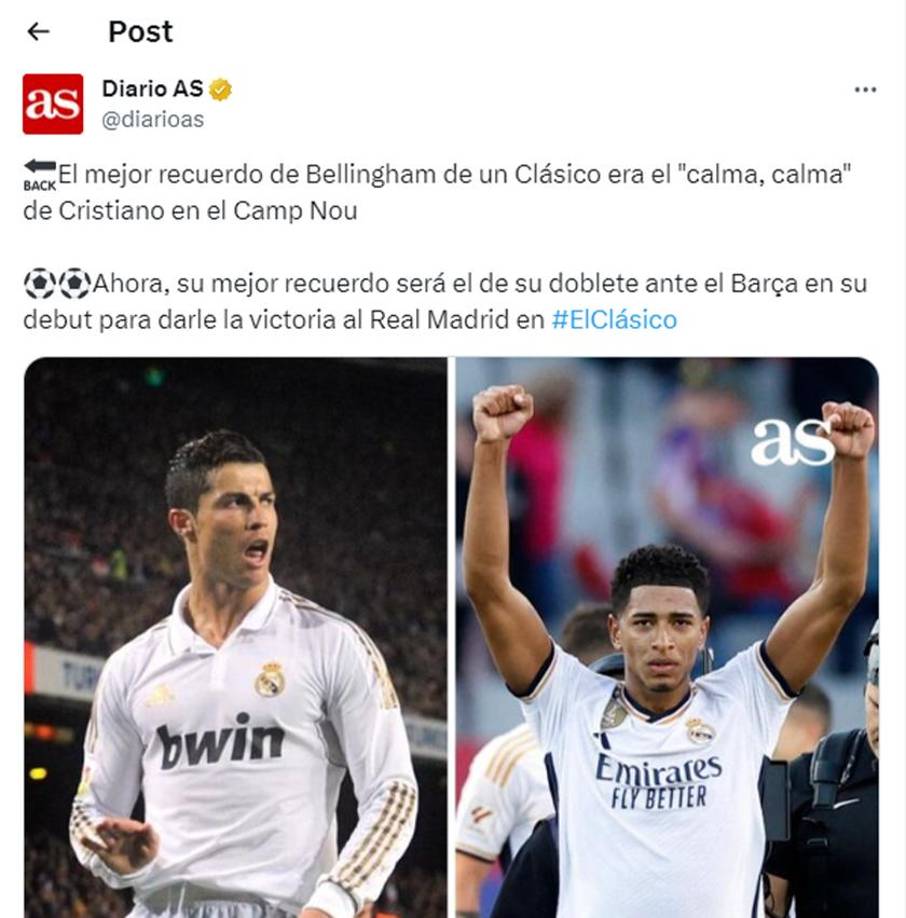 Bellingham trae recuerdos de Cristiano Ronaldo y su etapa gloriosa en el Real Madrid.