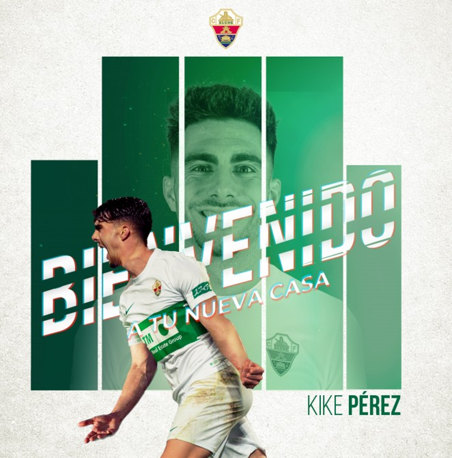 El Elche obtiene la cesión del centrocampista Kike Pérez (Real Valladolid) hasta final de temporada con opción de compra.