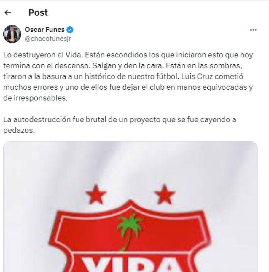 El periodista Chaco Funes dejó su punto de vista sobre el descenso del Vida. 