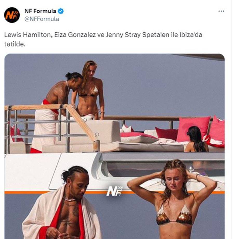 Hamilton junto a la bella tenista Jenny Stray Spetalen.