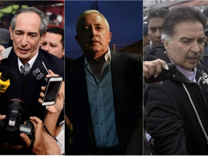 Los exmandatarios guatemaltecos, Álvaro Colom, Otto Pérez y Alfonso Portillo.