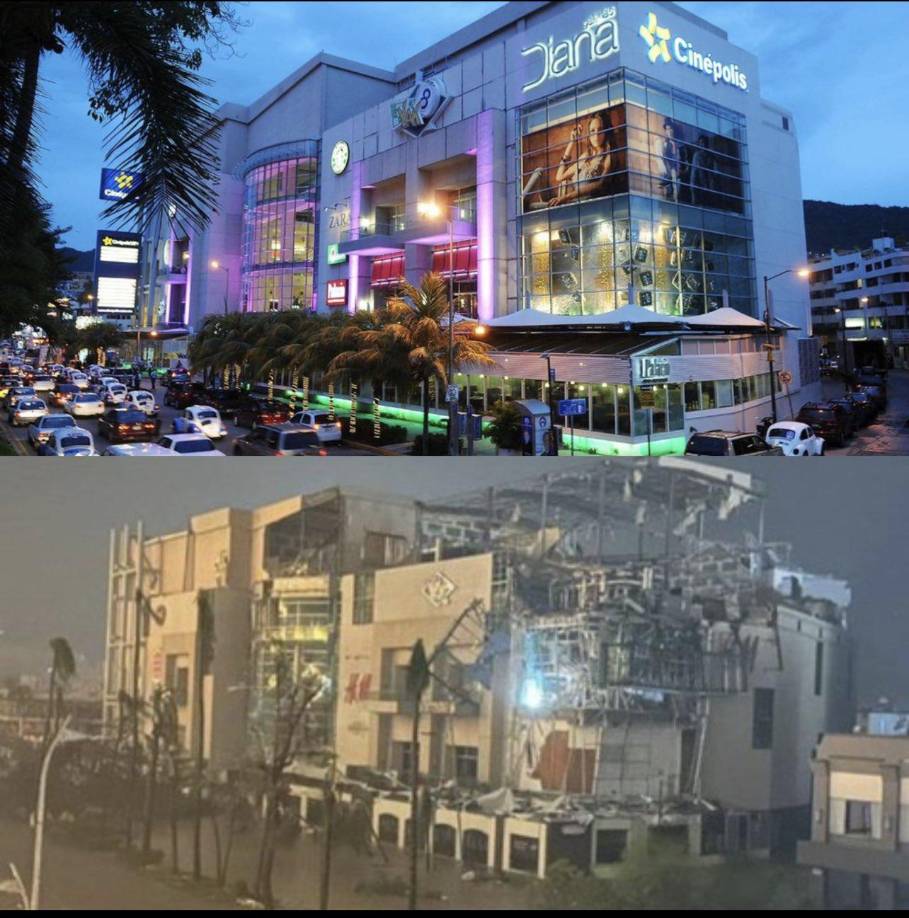 Algunos videos muestran daños en comercios, ventanales destrozados por el viento y turistas que colocaron camas y colchones a manera de protección en ventanas de hoteles, mientras que otros se refugiaron en los baños.