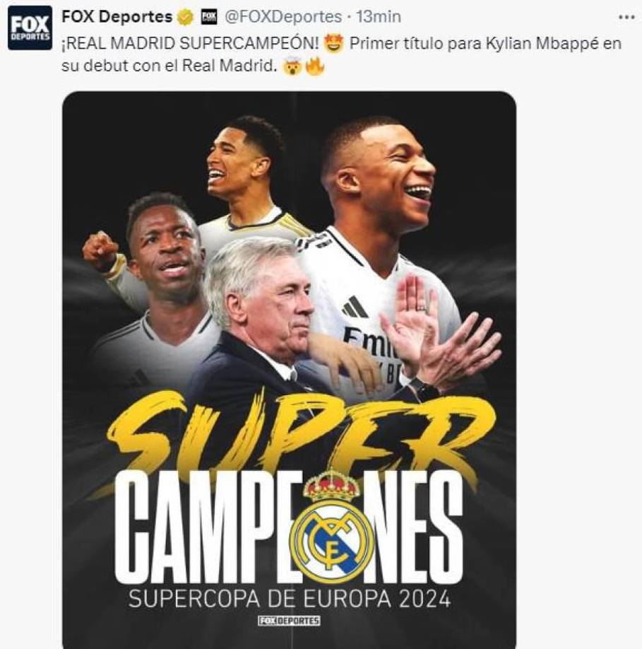 Los medios internacionales reaccionaron tras el título del Real Madrid y el gol de Mbappé. 