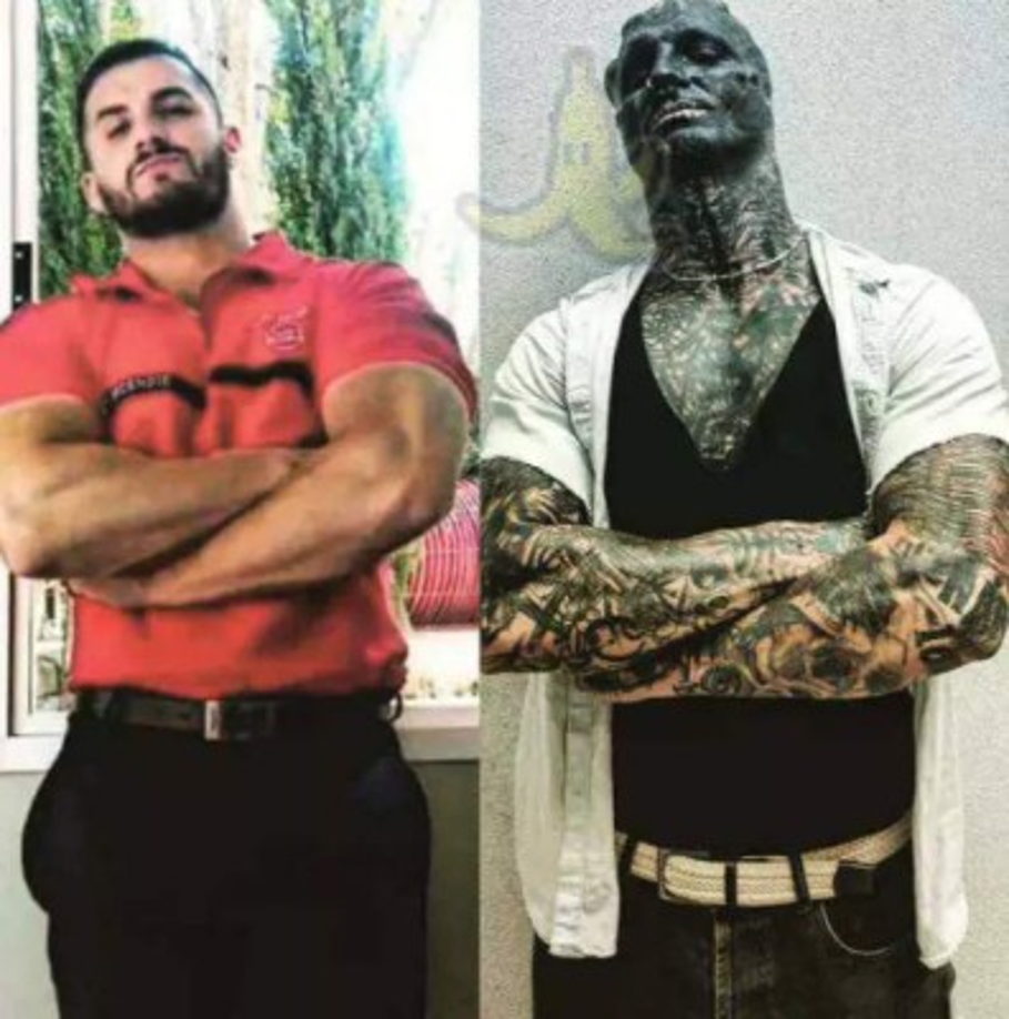Hoy el aspecto del 'hombre alienígena' no se acerca nada al que tenía antes de empezar con su transformación física; su nueva apariencia le ha valido para tener en sus redes sociales más de 200 mil seguidores en Instagram.