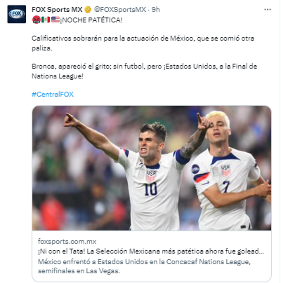 Fox Sports: “¡NOCHE PATÉTICA!”.