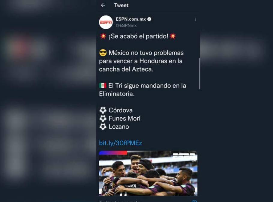 ESPN señaló que México no tuvo problemas para vencer a Honduras en la cancha del Azteca.