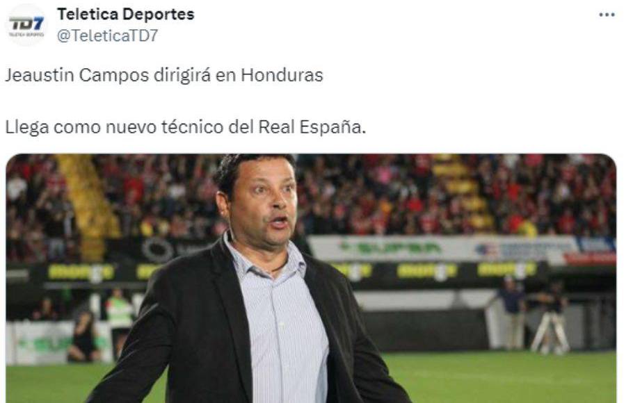 Teletica Deportes de Costa Rica dio la información sobre la llegada de Jeaustin Campos al fútbol de Honduras.