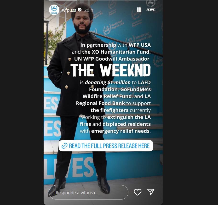 <b>The Weeknd </b>se suma a una larga lista de famosos que se han volcado en apoyar a los afectados por las llamas.