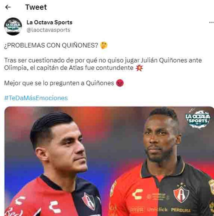 El escándalo se agravó ya que el capitán Aldo Rocha reaccionó molesto con la decisión de Quiñones de no jugar ante Olimpia.