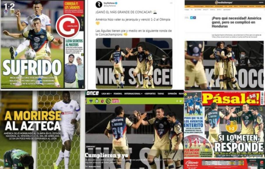 Diarios mexicanos y de otros países destacaron la victoria del América de Solari sobre el Olimpia de Troglio en la ida de octavos de final de la Liga de Campeones de la Concacaf.