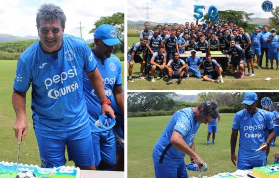 Diego Vázquez celebró su cumpleaños 50 con los jugadores y cuerpo técnico del Motagua, quienes lo sorprendieron y le gastaron una bromita.<br/><br/>Fotos - Twitter @MOTAGUAcom