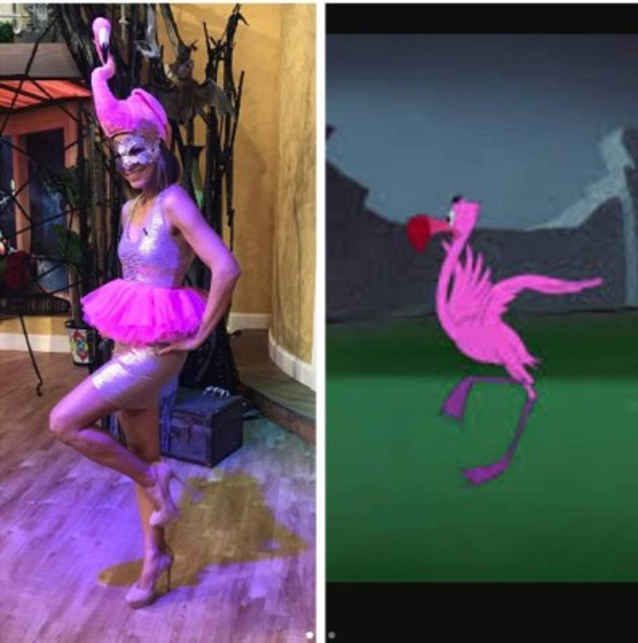 'Aquí mi esfuerzo por parecerme a los flamencos', escribió la presentadora hondureña Satcha Pretto al aparecer en el programa Despierta América de Univisión.