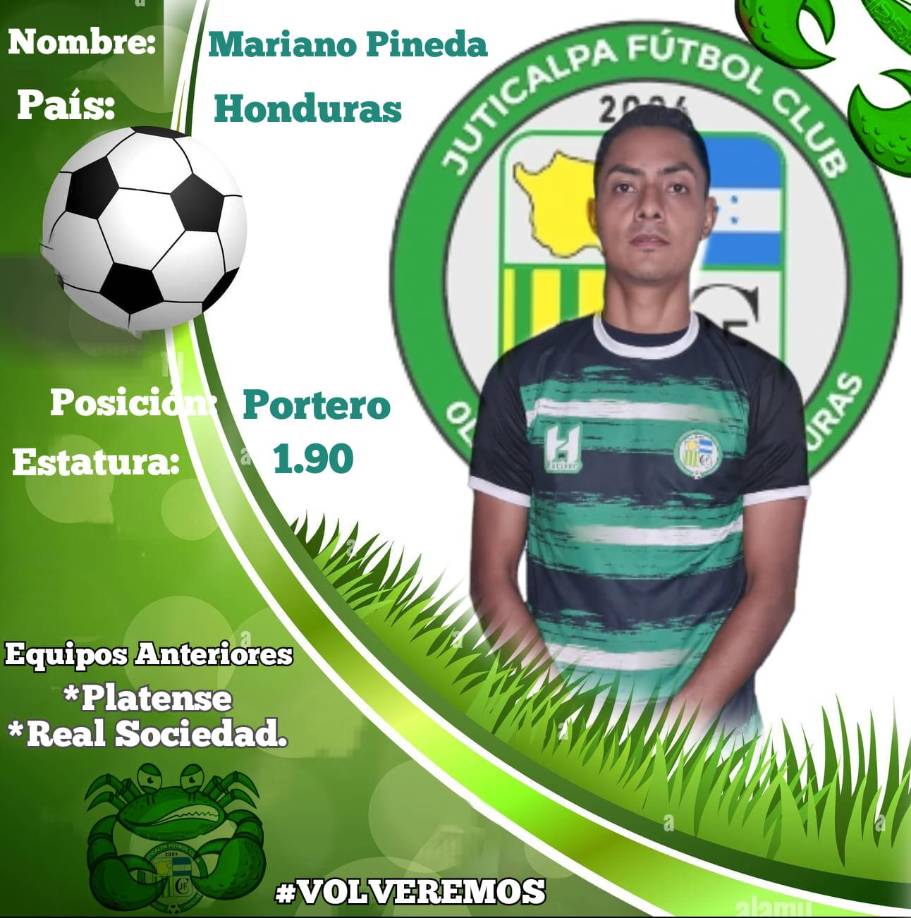 Mariano Pineda - El portero llega como nuevo refuerzo del Juticalpa, el arquero estuvo en Real Sociedad y Platense.
