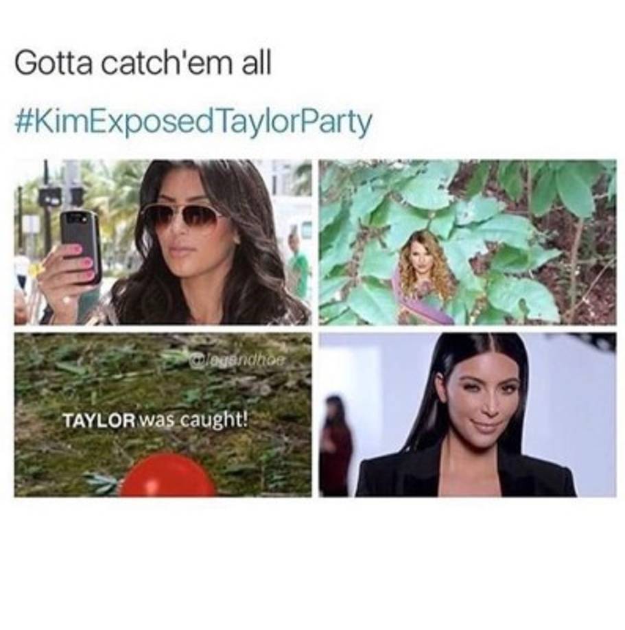 Kim Kardashian 'capturó' a Taylor Swift al estilo Pokemón.