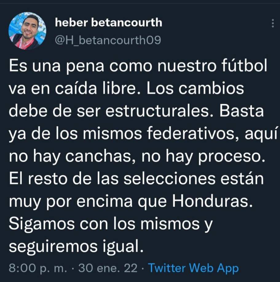 Heber Betancourth: El periodista de Diario LA PRENSA señaló que se tienen que tener nuevos directivos al frente de la selección de Honduras y además recalcó que el resto de las selecciones están por encima de la Bicolor.