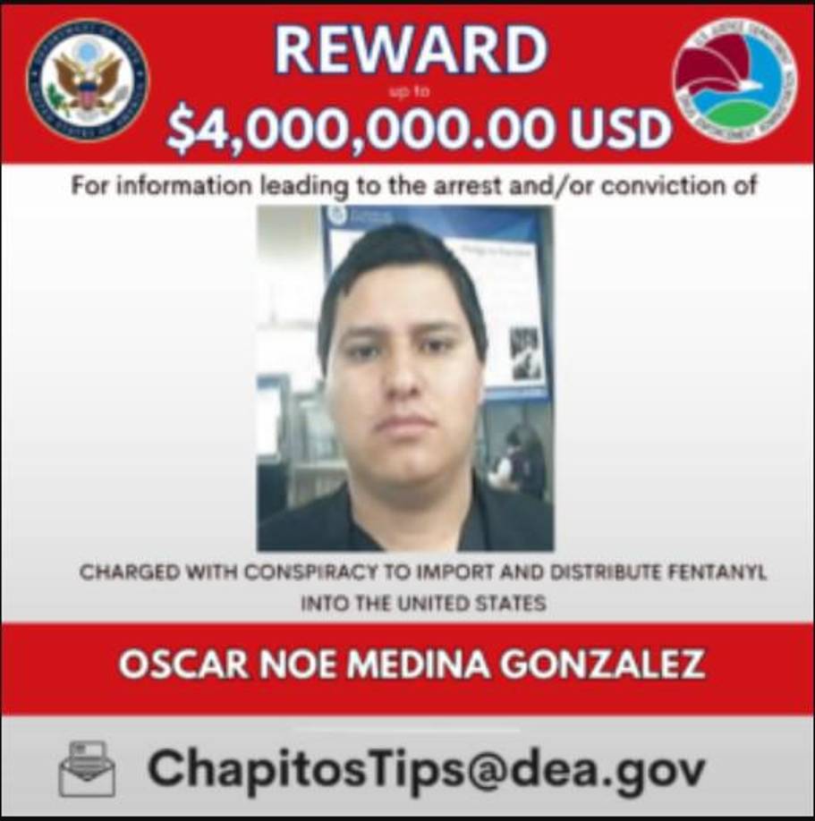 Otro de los nombres que aparece es el de Óscar Noé Medina González, alias <i>Panu</i>, identificado por las autoridades de Estados Unidos como un colaborador relevante para Los Chapitos, facción acusada de inundar EEUU con fentanilo, un opioide que ha provocado diversos problemas de salud en dicho país.