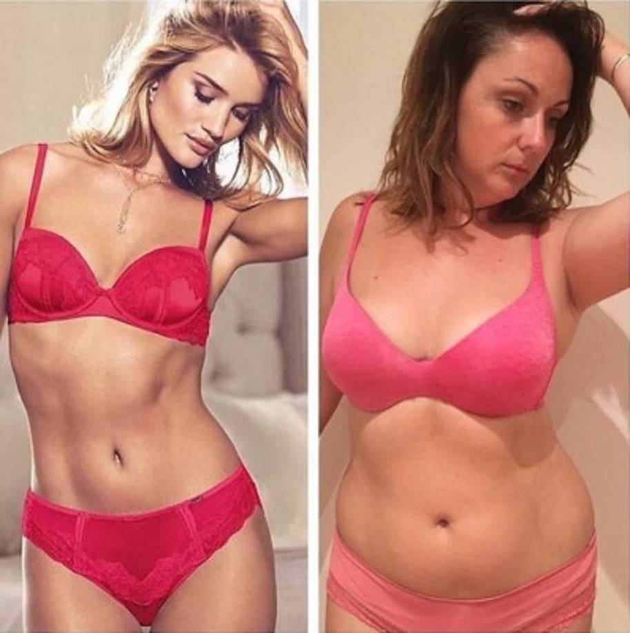 Imitando a la modelo y actriz inglesa, Rosie Alice Huntington.