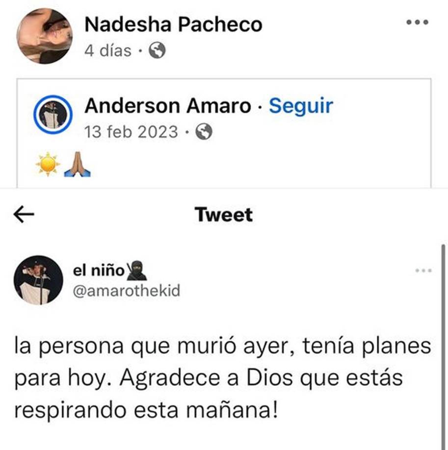 Cuatro días antes de su muerte, Nadesha Pacheco compartió este mensaje en su cuenta de Facebook. “La persona que murió ayer, tenía planes para hoy. Agradece a Dios que estás respirando esta mañana”.